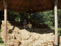 r0300053 Bij de oude boerderij was ook een overdekte hooiberg, die klopte niet helemaal omdat er balen lagen en dat was vroeger niet, toen lag het hooi los gestapeld...