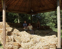 r0300053 Bij de oude boerderij was ook een overdekte hooiberg, die klopte niet helemaal omdat er balen lagen en dat was vroeger niet, toen lag het hooi los gestapeld...